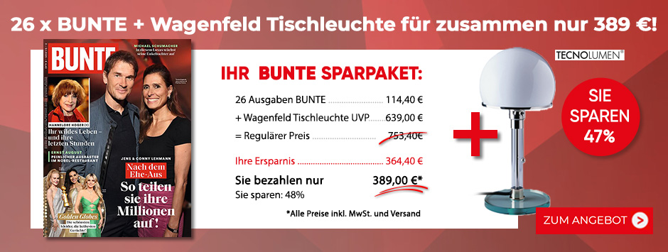 BUNTE - 26 Ausgaben + Wagenfeld Tischleuchte